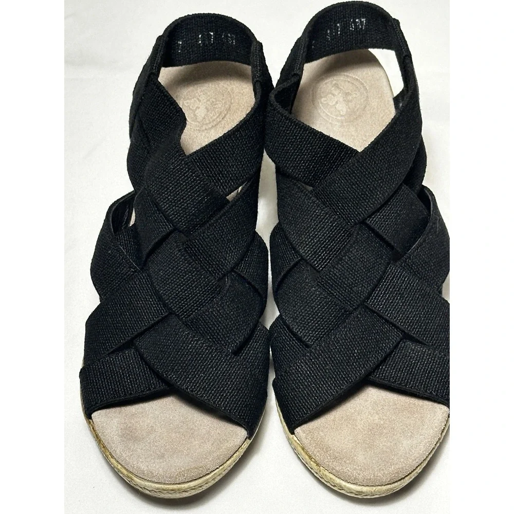 Charleston Shoes Company Ravanel Women's Wedge Sandal Espadrille, Size 7 Black